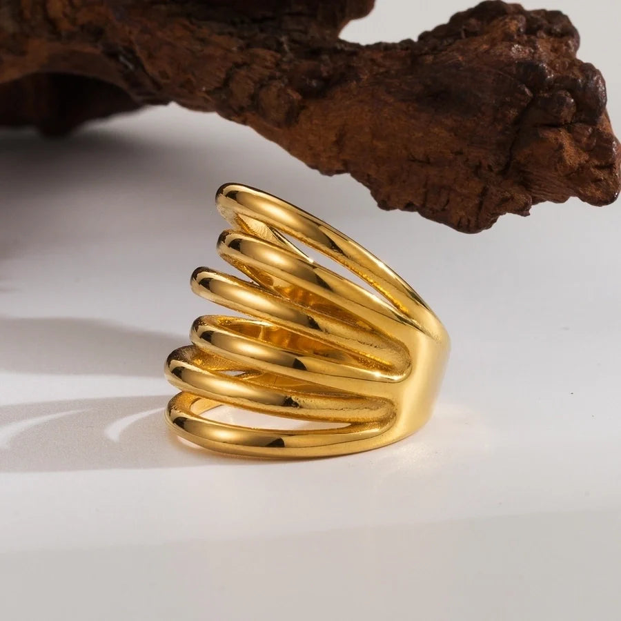 Ring "Miu" im layered Stil in Edelstahl - 18k vergoldet | Shop Nory