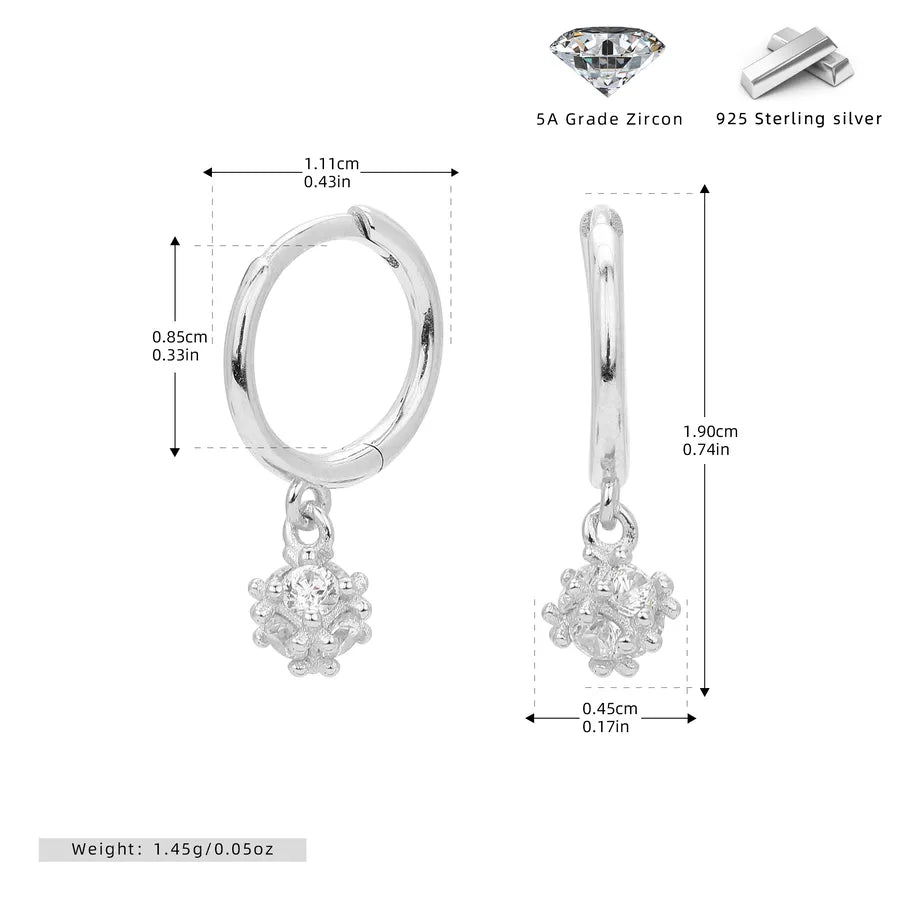 1 Paar 18K vergoldet Weißgold plattiert Rhodium plattiert 925 Sterlingsilber Zirkon 925 Sterlingsilber Ohrringe Geometrische Tropfohrringe | Shop Nory