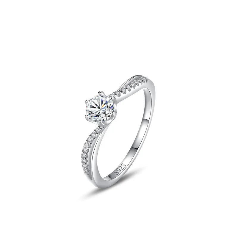 s925 Sterling Silber Ring Damen Mode Luxus Torsion Arm Sechsklauen 1 Karat Simulationsdiamant Ring Hochzeitsgeschenk Internet Feierlichkeiten Explosionen | Shop Nory