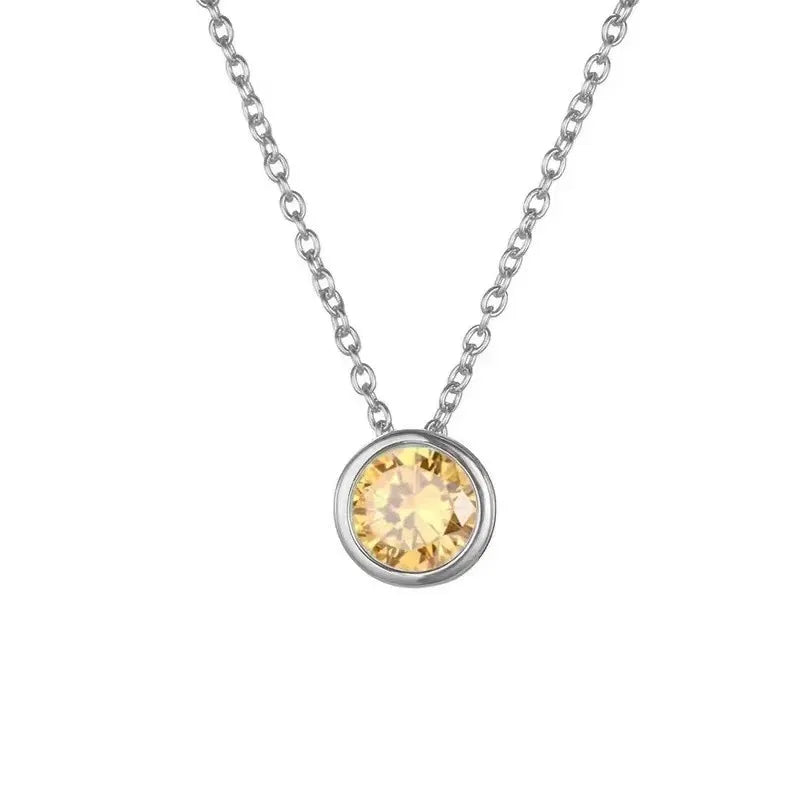 925 Sterling Silver Geburtsstein Kabelkette Einlage Runde Halskette | Shop Nory