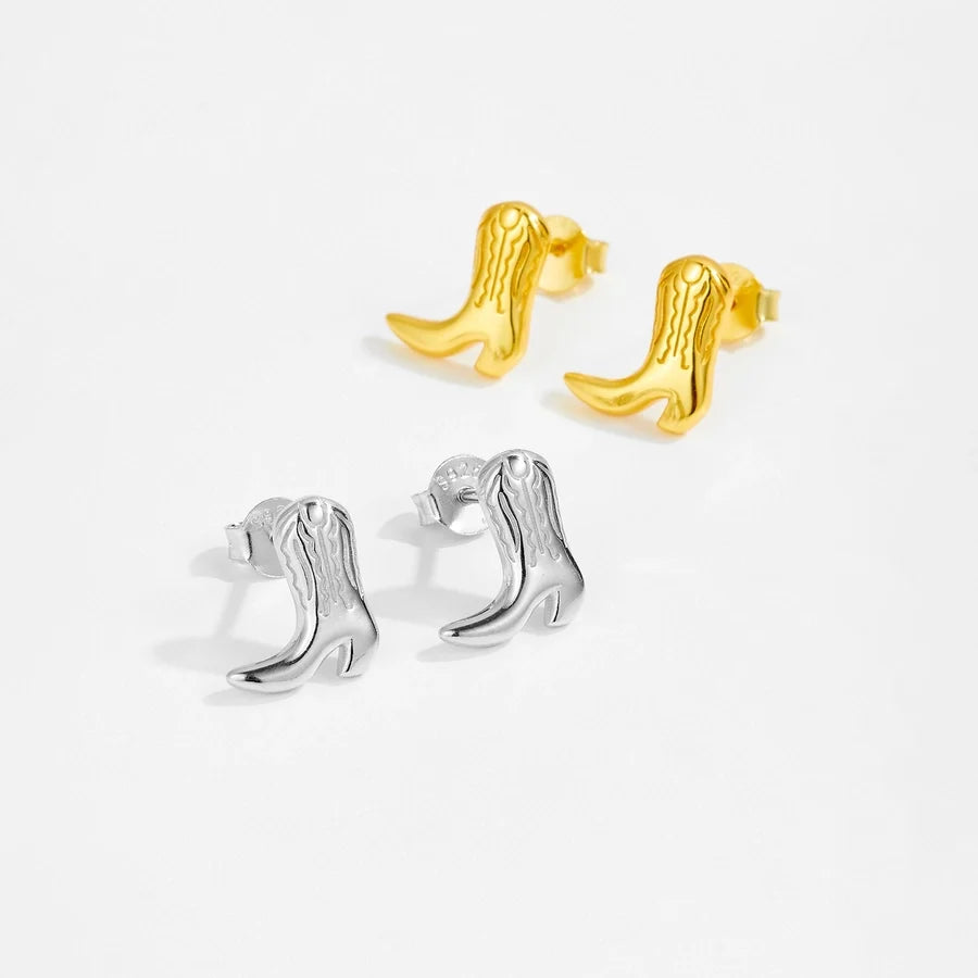 1 Paar 18K Gold plattiert Weißgold plattiert 925 Sterlingsilber 925 Sterlingsilber Ohrringe Boots Ohrstecker | Shop Nory