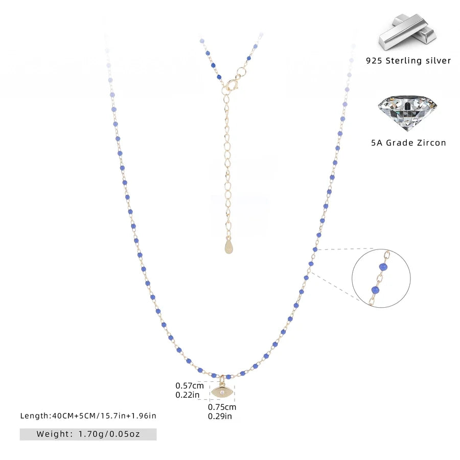 925 Sterling Silber 925 Sterling Silber Rack Beschichtet Langanhaltend Beschichtet Zirkon Einlage Auge Anhänger Halskette | Shop Nory