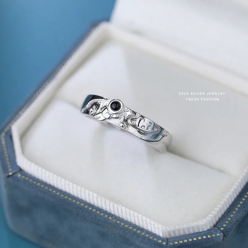 925 Sterling Silver Künstlicher Mondstein Achat Zirkon Astronaut Planet Offene Ringe 925 Sterling Silber Ringe | Shop Nory