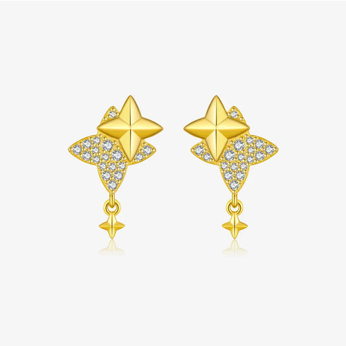 1 Paar 18K Goldbeschichtet Weißgoldbeschichtet 925 Sterling Silber Zirkon 925 Sterling Silber Ohrringe Stern Tropf Ohrringe | Shop Nory