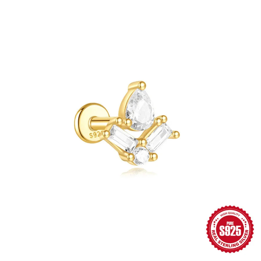 1 Stück 925 Sterling Silber Zirkon 925 Sterling Silber Ohrringe Geometrische Teufelsauge Ohrstecker | Shop Nory