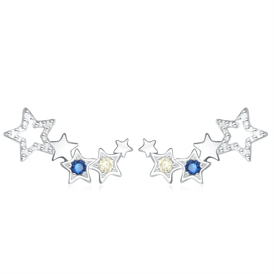 1 Paar 925 Sterlingsilber Zirkon 925 Sterlingsilber Ohrringe Stern Mond Tropf Ohrringe Ohrstecker | Shop Nory