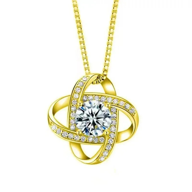 s925 Sterlingsilber vierblättriges Kleeblatt Halskette drehender voll diamant zircon Anhänger Halskette Hersteller direkt | Shop Nory