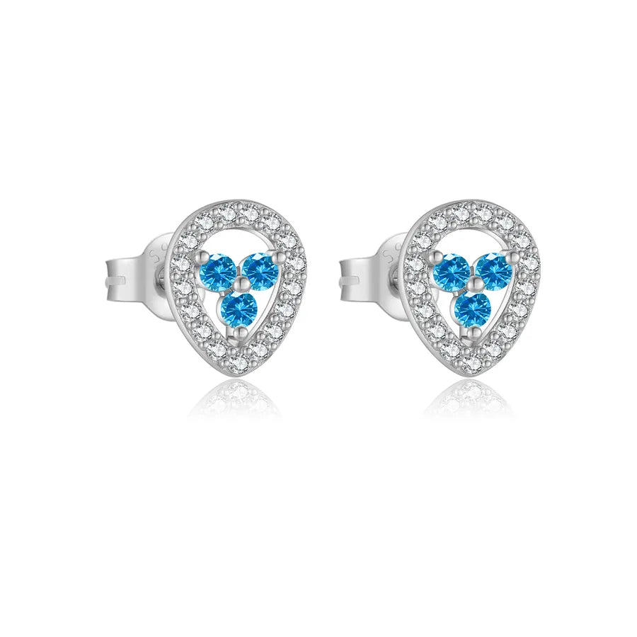 1 Paar 18K Vergoldet Weißgold Plattiert 925 Sterling Silber Zirkon 925 Sterling Silber Ohrringe Geometrisch Vierblättriges Kleeblatt Herzform Studs | Shop Nory