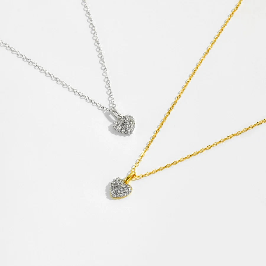 925 Sterling Silver Zirkon Kabelkette Herzform Anhänger Halskette | Shop Nory
