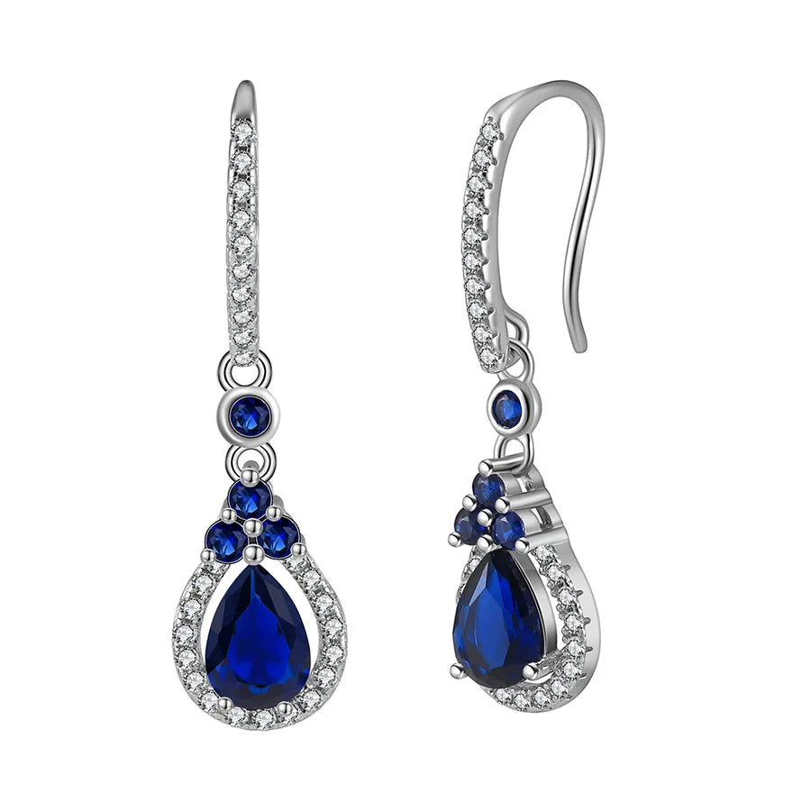 Weißgoldbeschichtete versilberte 925 Sterling Silber Zirkon 925 Sterling Silber Ohrringe runde Herzform Rhombus Ohrringe | Shop Nory