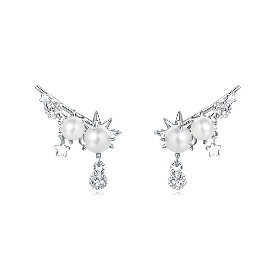 1 Paar 925 Sterling Silber Zirkon 925 Sterling Silber Ohrringe Stern Mond Herzform Ohrstecker | Shop Nory