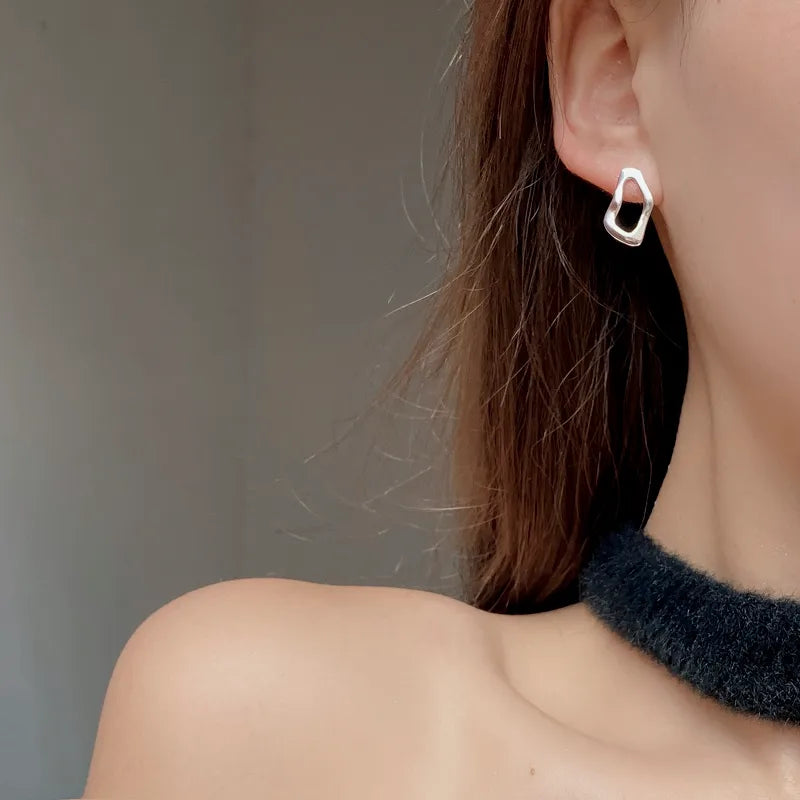 1 Paar 18K vergoldete Silber 925 Sterling Silber Ohrringe geometrische Ohrstecker | Shop Nory