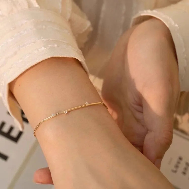 925 Sterling Silber Halbe Kette Rohr- und Kettenkabelkette Armbänder Einfacher Stil | Shop Nory
