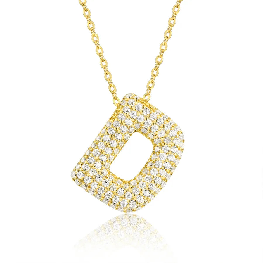 925 Sterling Silver Moissanite Kabelkette Buchstaben Anhänger Halskette | Shop Nory