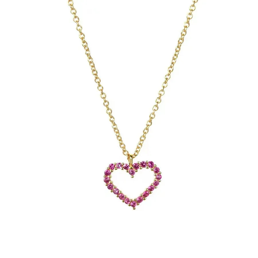 925 Sterling Silber Kabelkette Beschichtung Herzform Anhänger Halskette | Shop Nory
