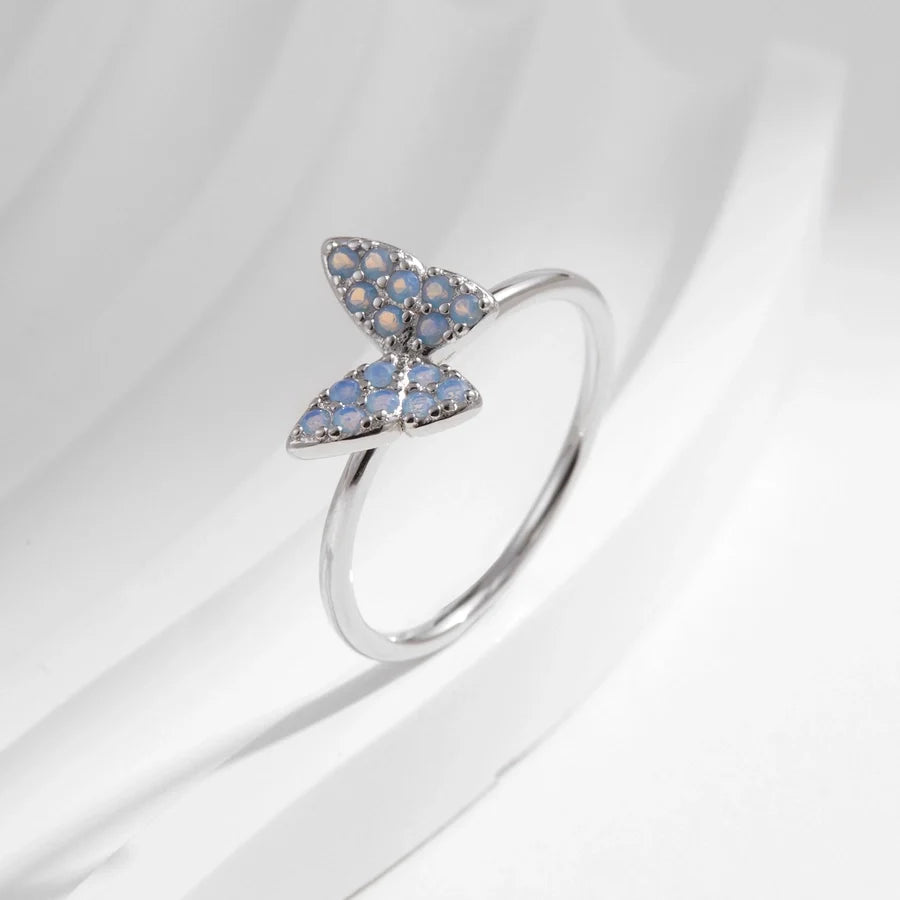Rhodium-beschichtete 925 Sterling Silber Opal Schmetterlingsringe 925 Sterling Silber Ringe | Shop Nory