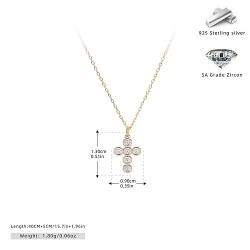 925 Sterling Silber 925 Sterling Silber Rack Plated Plattiert Langlebig Plattiert Zirkon Kabelkette Plattierung Kreuz Anhänger Halskette | Shop Nory