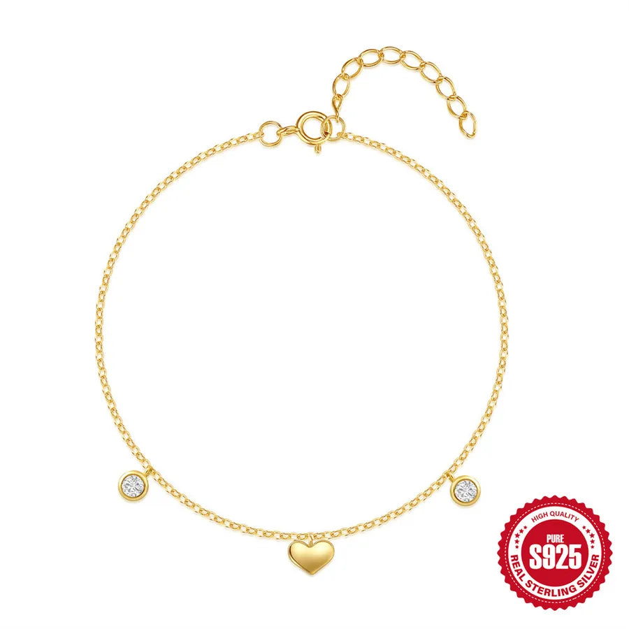 925 Sterling Silber Kabelkette Multi Charms Armband Armbänder Einfacher Stil | Shop Nory
