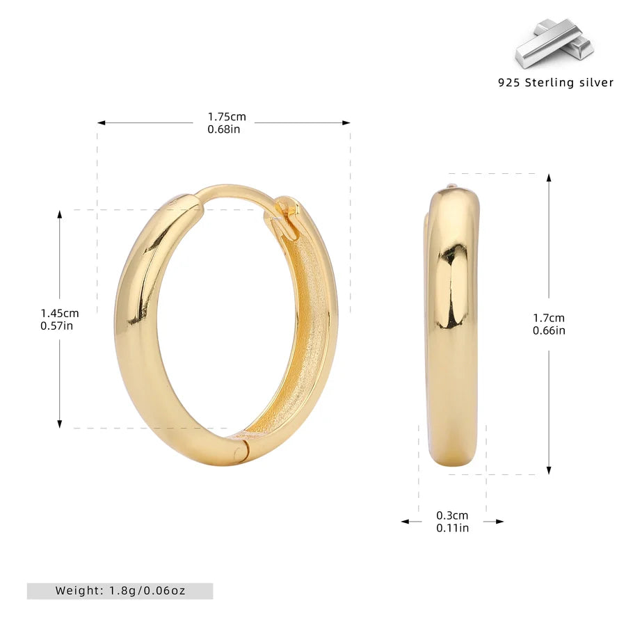 1 Paar 18K Goldplattierte Weißgoldplattierte Rhodiumplattierte 925 Sterling Silber 925 Sterling Silber 925 Sterling Silber Ohrringe Kreisohrringe | Shop Nory