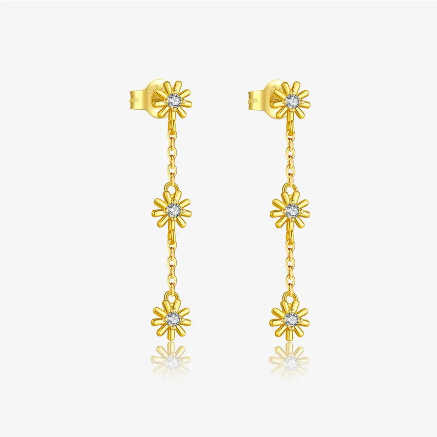 S925 Sterling Silber Kleine Daisy Halskette Ohrringe Koreanischer Stil Stilvoll Einfach und Vielseitig Klassisch Trendy Schlüsselbein Kette für Frauen | Shop Nory