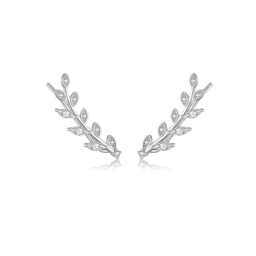 1 Paar 18K Goldbeschichtete Weißgoldbeschichtete 925 Sterling Silber Zirkon 925 Sterling Silber Ohrringe Geometrische Ohrstecker | Shop Nory