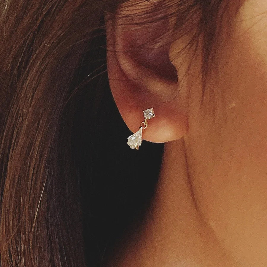1 Paar 14K vergoldete 925 Sterling Silber Zirkon 925 Sterling Silber Ohrringe Wassertropfen Tropf Ohrringe | Shop Nory