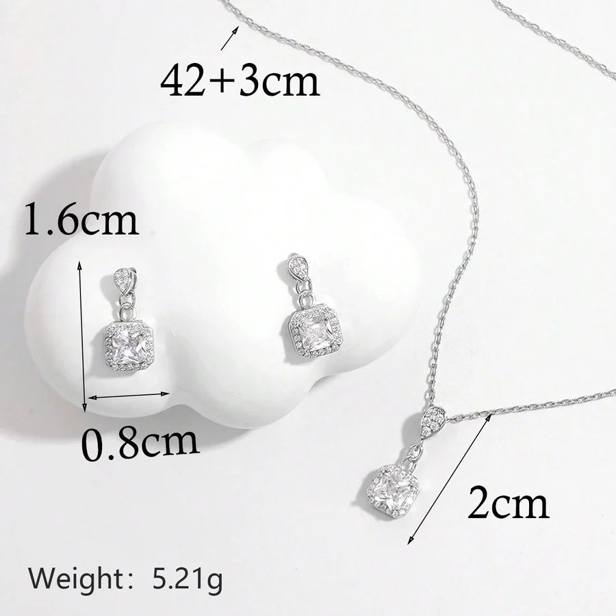 925 Sterling Silber Plattierte Platin Ohrringe und Halskette Set | Shop Nory