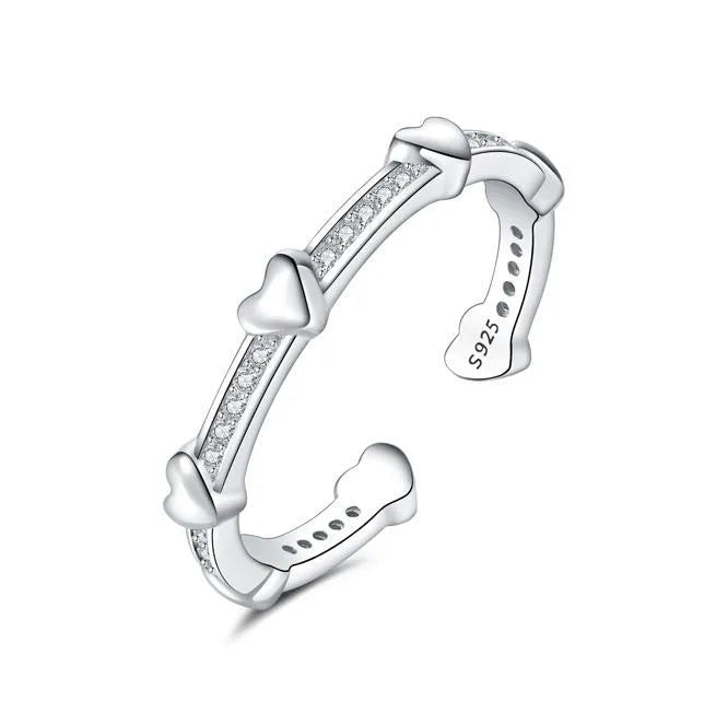 925 Sterling Silver Zirkon Herzform Offene Ringe 925 Sterling Silver Ringe | Shop Nory