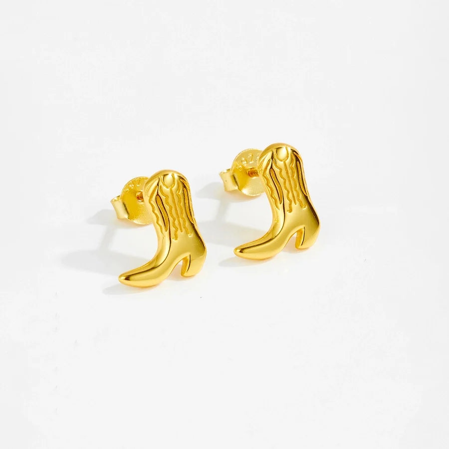 1 Paar 18K Gold plattiert Weißgold plattiert 925 Sterlingsilber 925 Sterlingsilber Ohrringe Boots Ohrstecker | Shop Nory