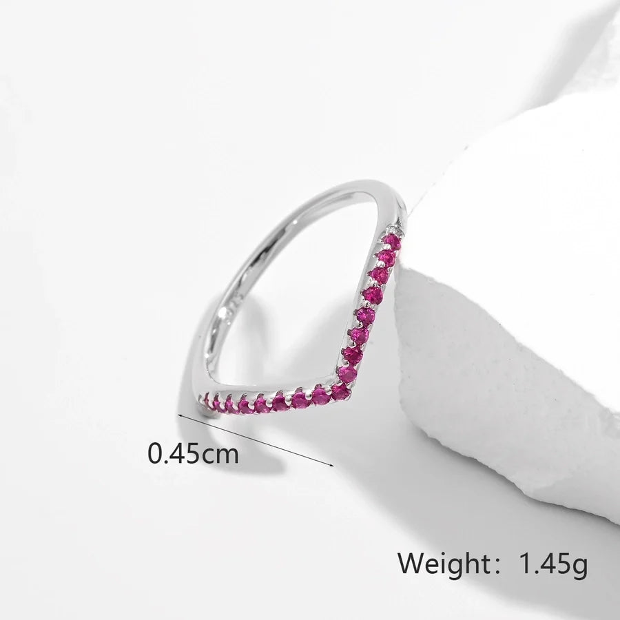 Weißgoldbeschichtete 925 Sterling Silber Zirkon V-Form Ringe 925 Sterling Silber Ringe | Shop Nory