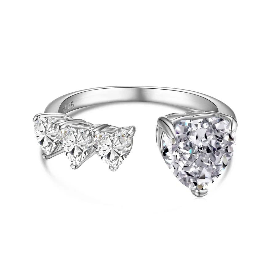 925 Sterling Silber Hochkohlenstoff-Diamant Herzform Ringe 925 Sterling Silber Ringe | Shop Nory