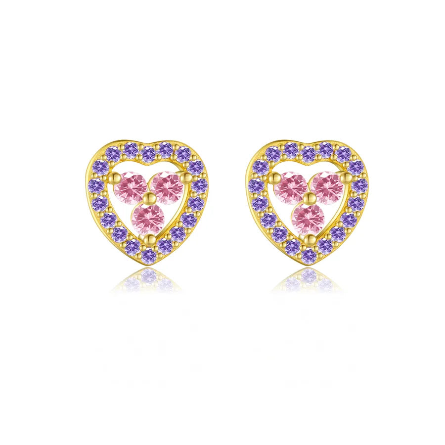 1 Paar 18K Vergoldet Weißgold Plattiert 925 Sterling Silber Zirkon 925 Sterling Silber Ohrringe Geometrisch Vierblättriges Kleeblatt Herzform Studs | Shop Nory