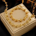 Set "Candice" Halskette und Armband in Edelstahl -18k vergoldet | Shop Nory