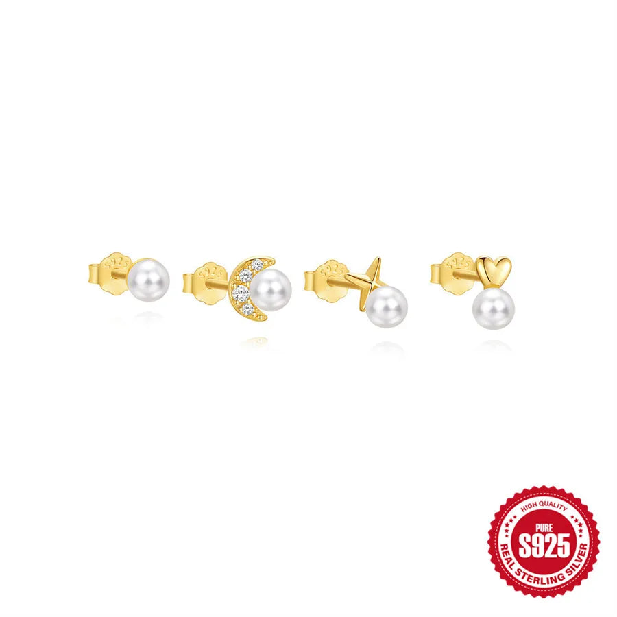 1 Set 925 Sterling Silber 925 Sterling Silber Ohrringe Stern Mond Ohrstecker | Shop Nory