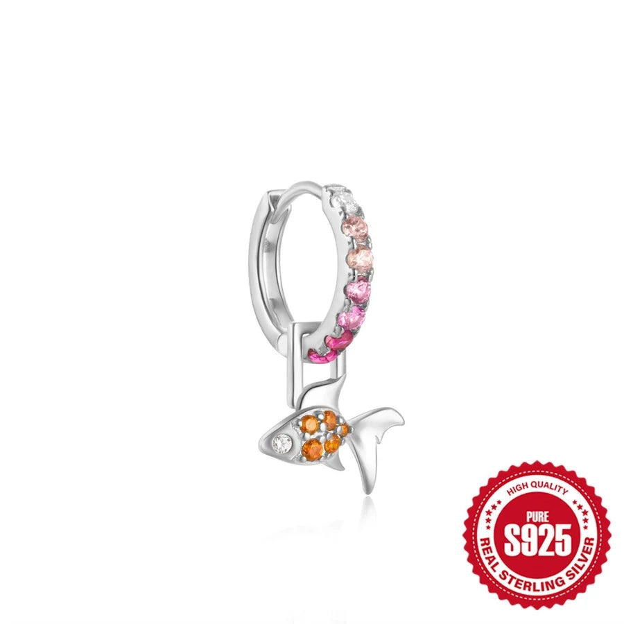 1 Stück 925 Sterling Silber Zirkon 925 Sterling Silber Ohrringe Schildkröte Teufelsauge Fisch Tropfenohrringe | Shop Nory
