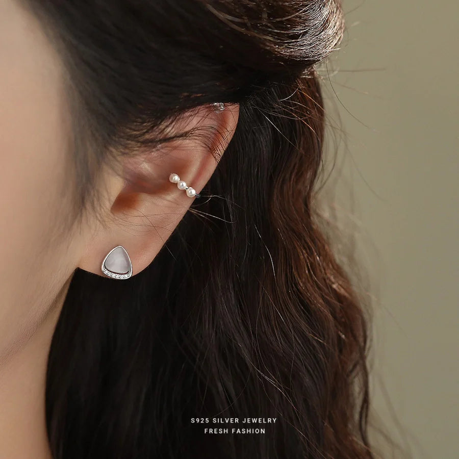 1 Stück 925 Sterling Silber Perle 925 Sterling Silber Ohrringe Geometrische Ohrklemmen | Shop Nory