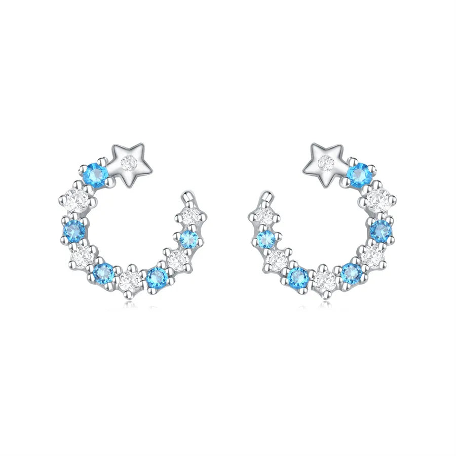 1 Paar 925 Sterlingsilber Zirkon 925 Sterlingsilber Ohrringe Stern Mond Tropf Ohrringe Ohrstecker | Shop Nory