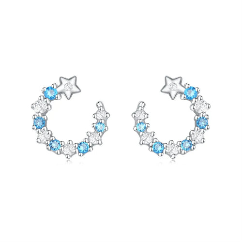 1 Paar 925 Sterlingsilber Zirkon 925 Sterlingsilber Ohrringe Stern Mond Tropf Ohrringe Ohrstecker | Shop Nory