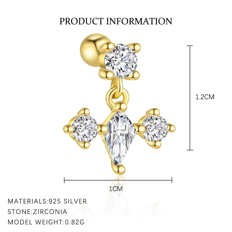 1 Stück 1 Paar 925 Sterling Silber Zirkon 925 Sterling Silber Ohrringe Geometrisch Star Bow Knot Tropfen Ohrringe Ohrstecker | Shop Nory