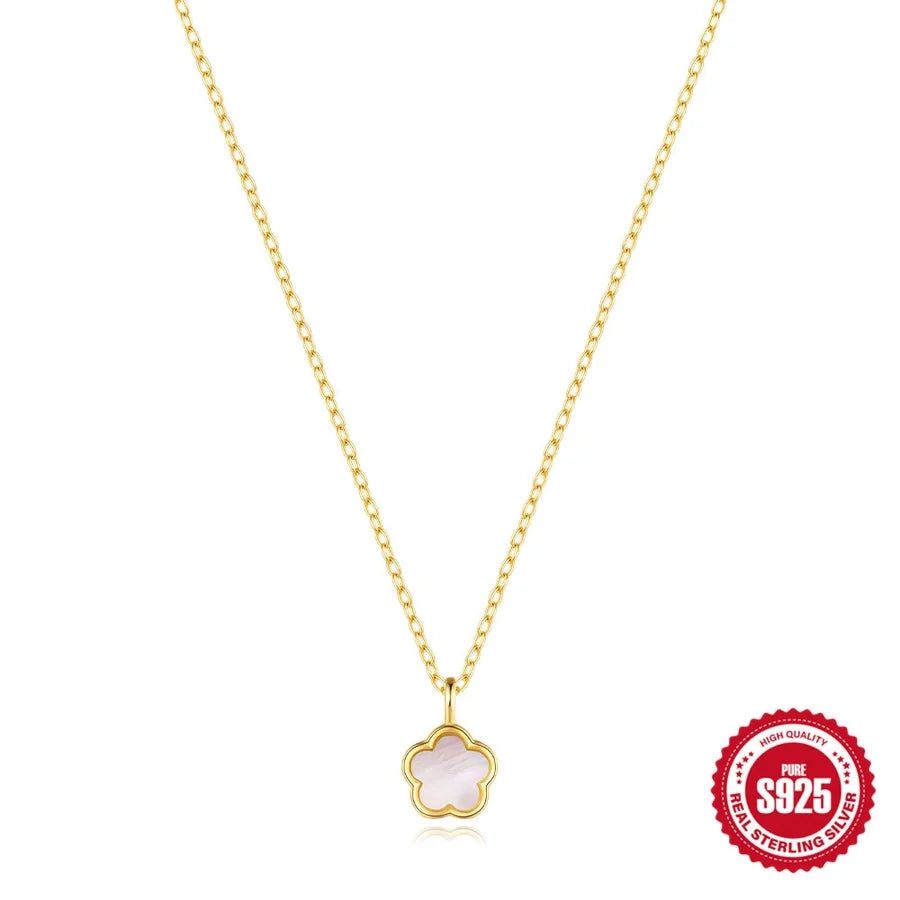 S925 Sterlingsilber Blütenweiße Muschel Verfeinerte Strass Schlüsselbeinghänger Hohlstud Ohrringe Anzug Bester Verkäufer in Schmuck | Shop Nory