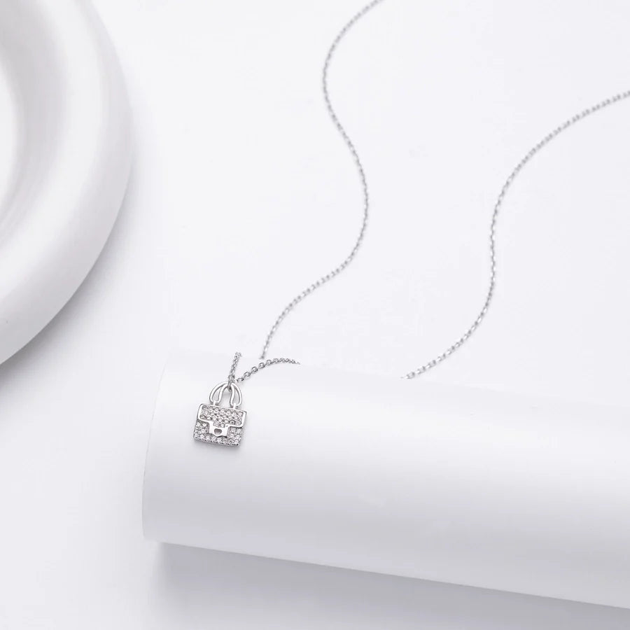 925 Sterling Silber Rack Plattiert Langlebig Plattiert Zirkon Kabelkette Tasche Anhänger Halskette | Shop Nory