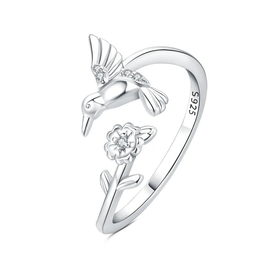 925 Sterlingsilber Buchstaben-Mond-Flugzeug Offene Ringe 925 Sterlingsilber Ringe | Shop Nory