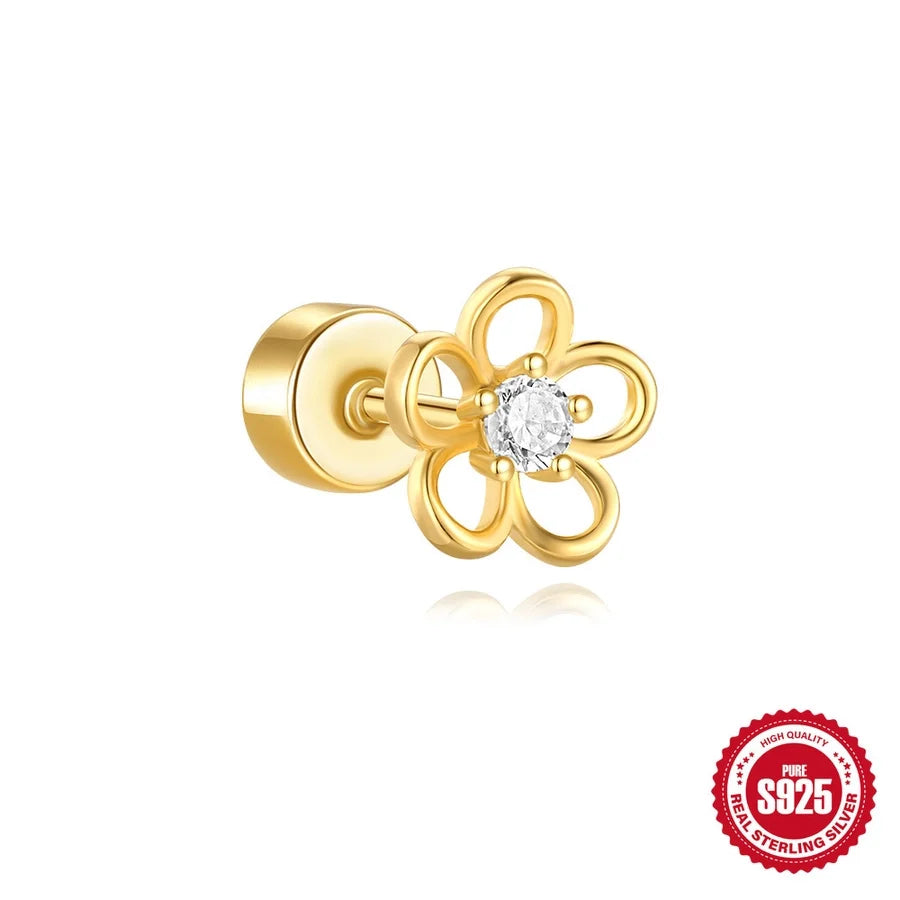 1 Stück Ohrknorpelringe & -stecker Cute Geometric 925 Sterling Silber Türkis Zirkon Ohrknorpelringe & -stecker | Shop Nory