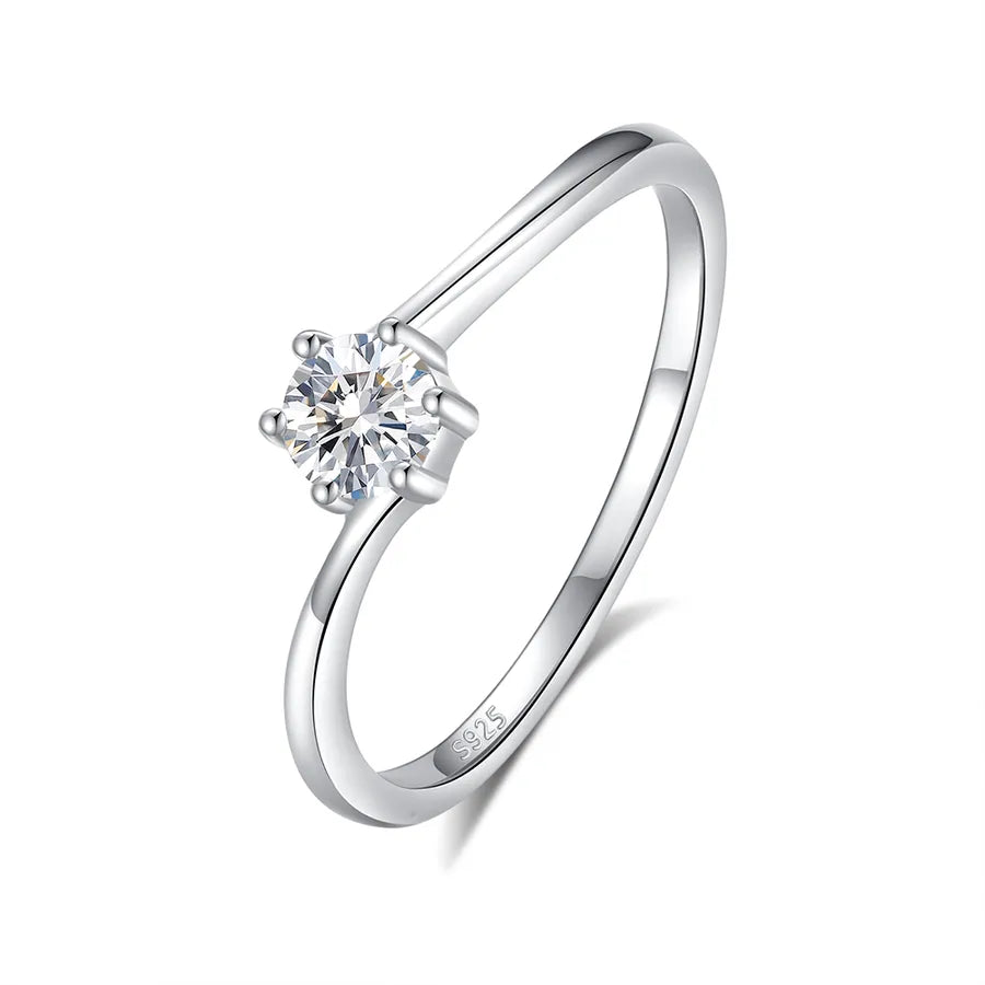 925 Sterling Silver Moissanite Zircon Runde Offene Ringe Ringe | Shop Nory