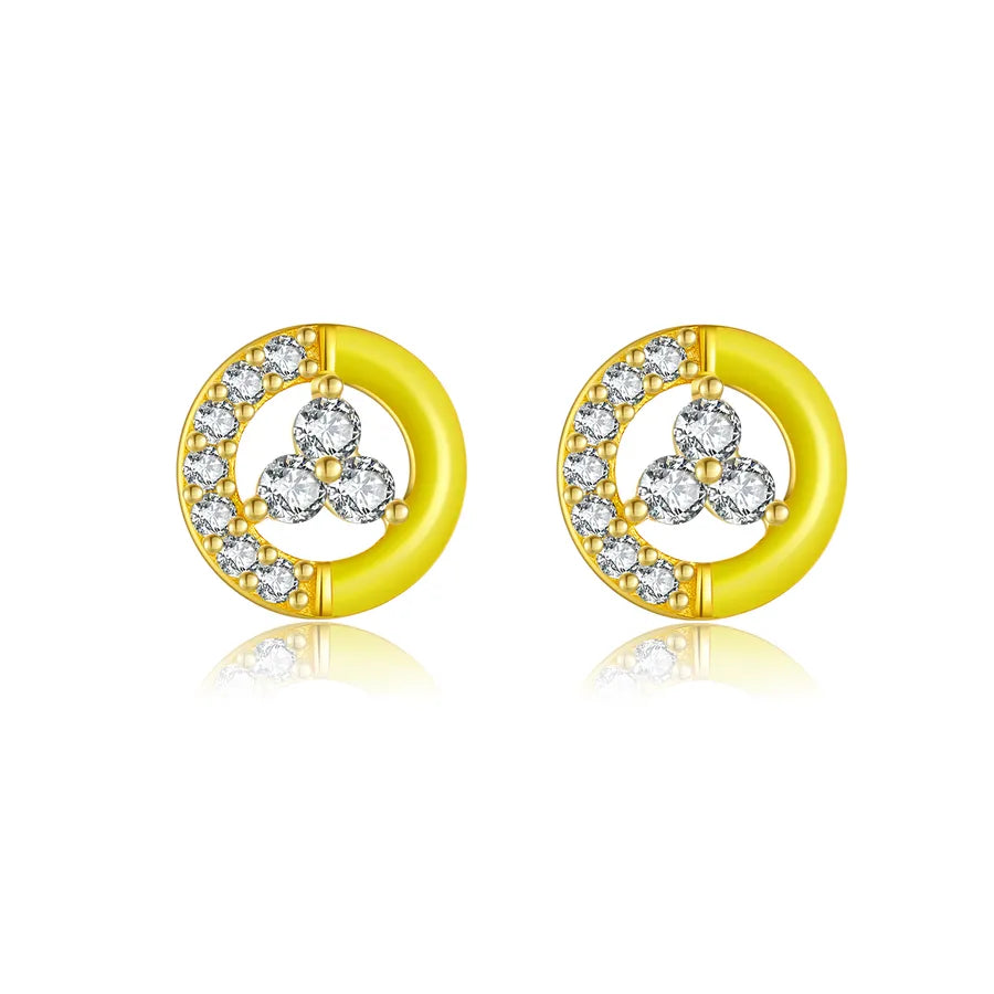 1 Paar 18K Vergoldet Weißgold Plattiert 925 Sterling Silber Zirkon 925 Sterling Silber Ohrringe Geometrisch Vierblättriges Kleeblatt Herzform Studs | Shop Nory