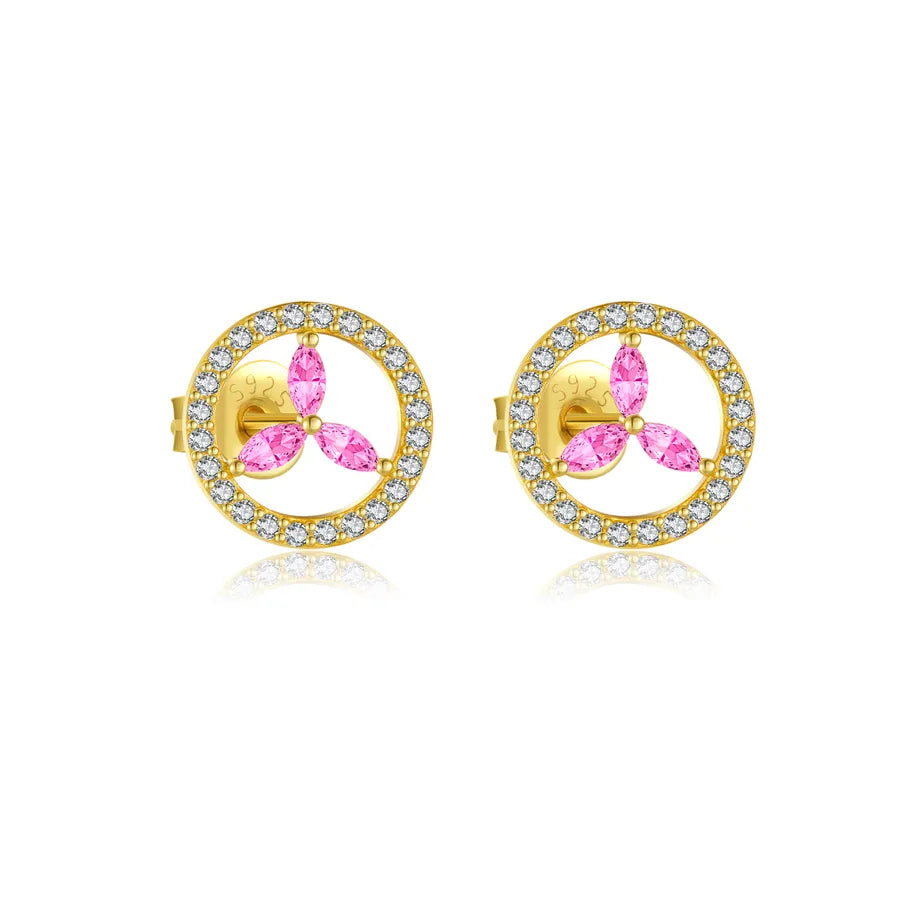 1 Paar 18K Vergoldet Weißgold Plattiert 925 Sterling Silber Zirkon 925 Sterling Silber Ohrringe Geometrisch Vierblättriges Kleeblatt Herzform Studs | Shop Nory
