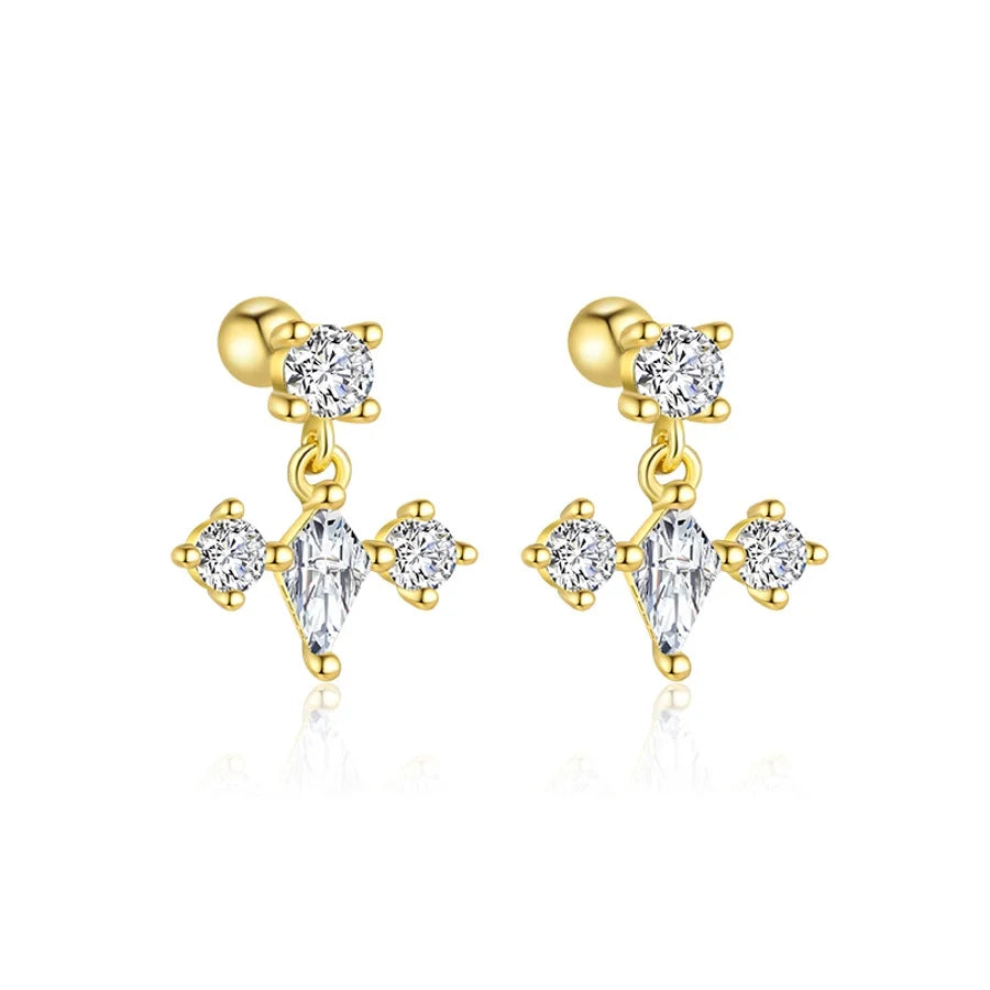 1 Stück 1 Paar 925 Sterling Silber Zirkon 925 Sterling Silber Ohrringe Geometrisch Star Bow Knot Tropfen Ohrringe Ohrstecker | Shop Nory