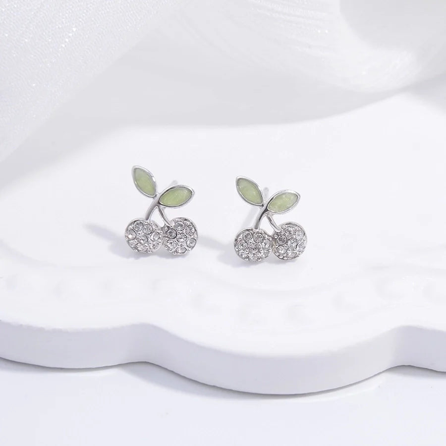 1 Paar 22K vergoldete rhodinierte 925 Sterling Silber Zirkon 925 Sterling Silber Ohrringe Pinguin Kirschkrone Ohrstecker | Shop Nory