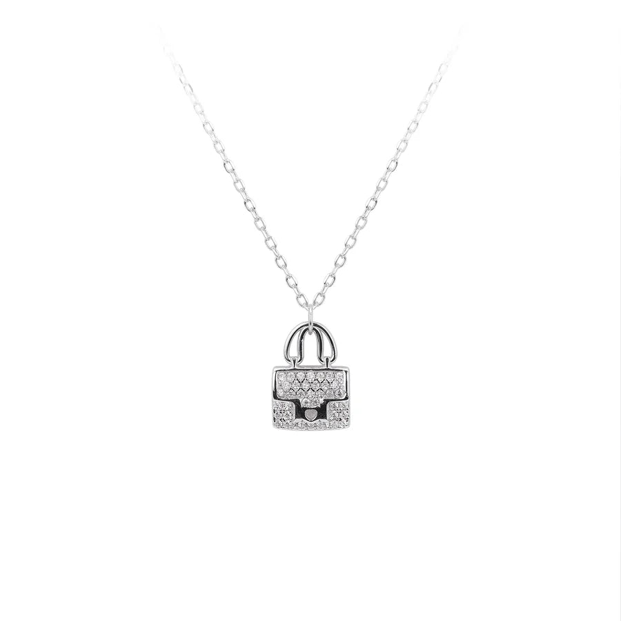 925 Sterling Silber Rack Plattiert Langlebig Plattiert Zirkon Kabelkette Tasche Anhänger Halskette | Shop Nory