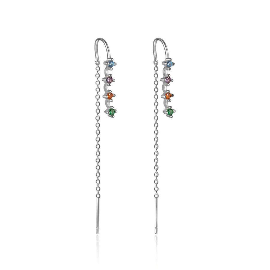 1 Paar 925 Sterling Silber Zirkon 925 Sterling Silber Ohrringe Quaste Ohrlinie | Shop Nory